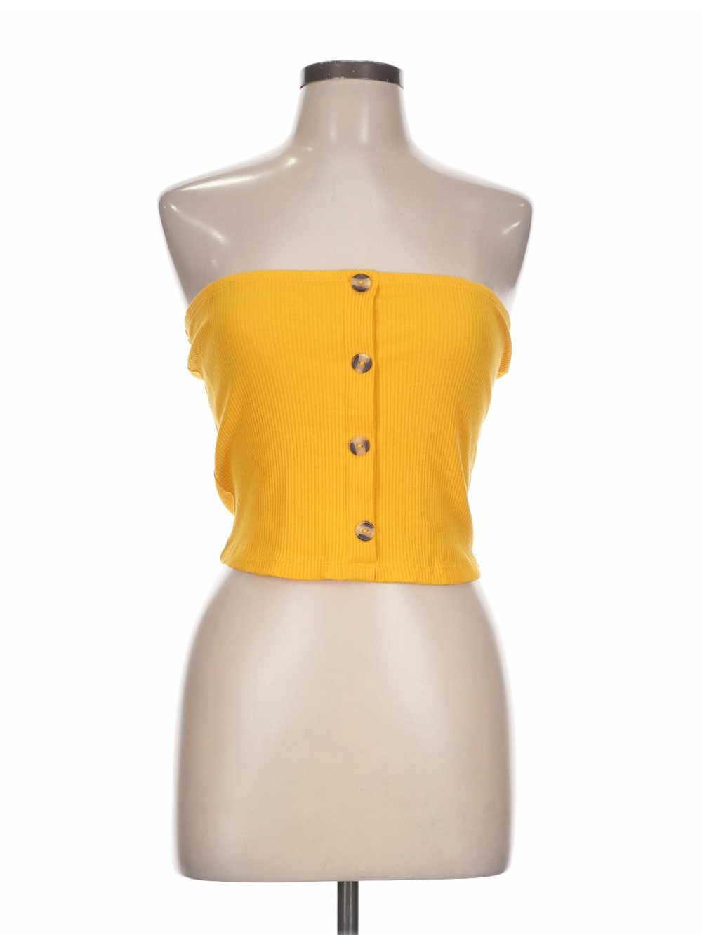 Ambiance Bright Yellow Strapless Tube Top with Front Buttons
